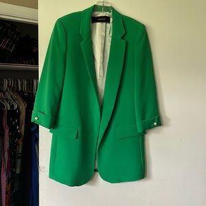 Zara green blazer. Hot color! Loose fitting - layer. Size xs but can fit larger